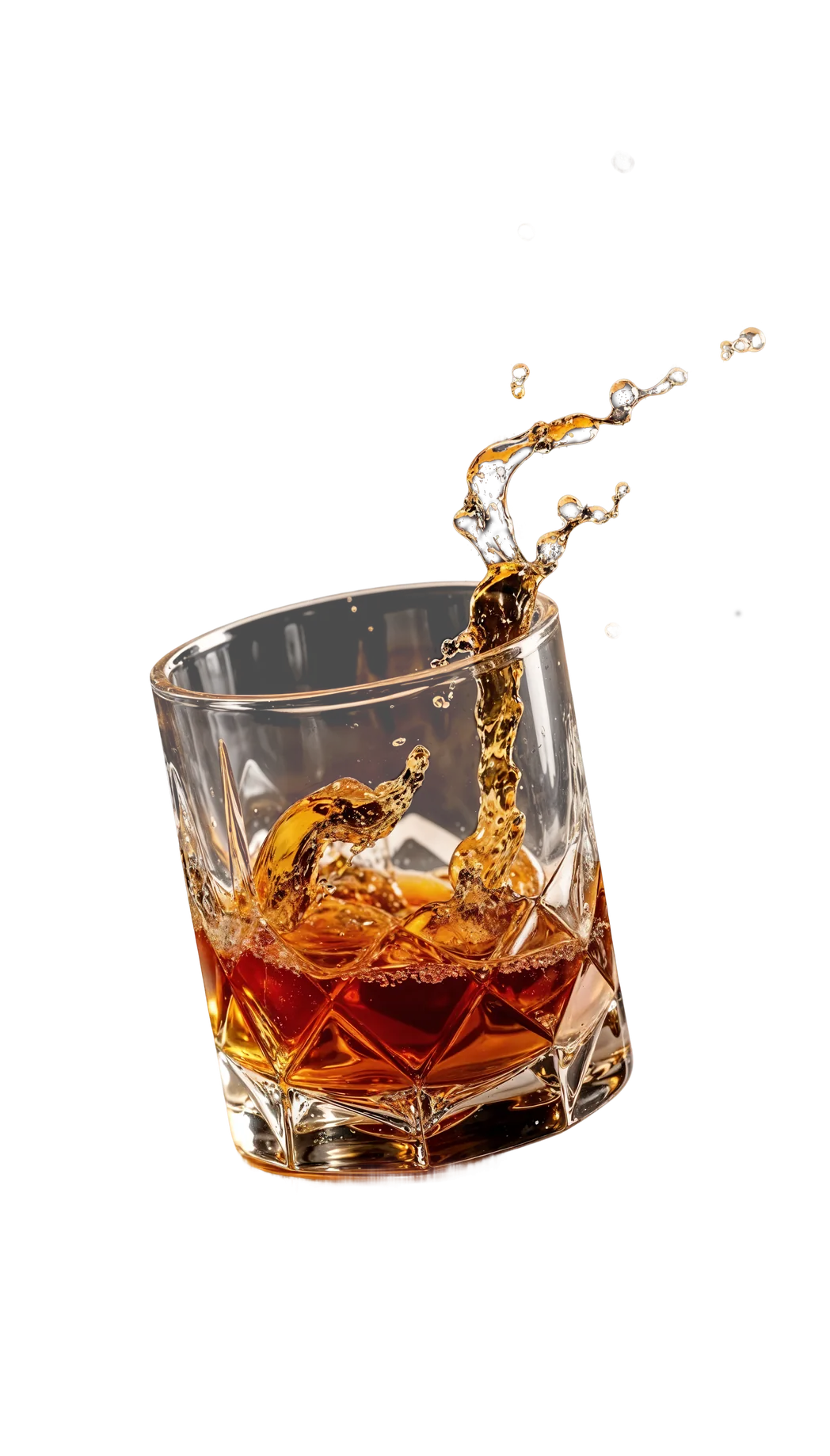 Whisky in een glas met een splash